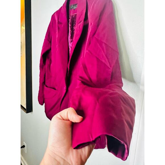 ENDLESS ROSE Purple Crepe Front Button Closure Jacket Blazer Size Medium - Picture 9 of 15